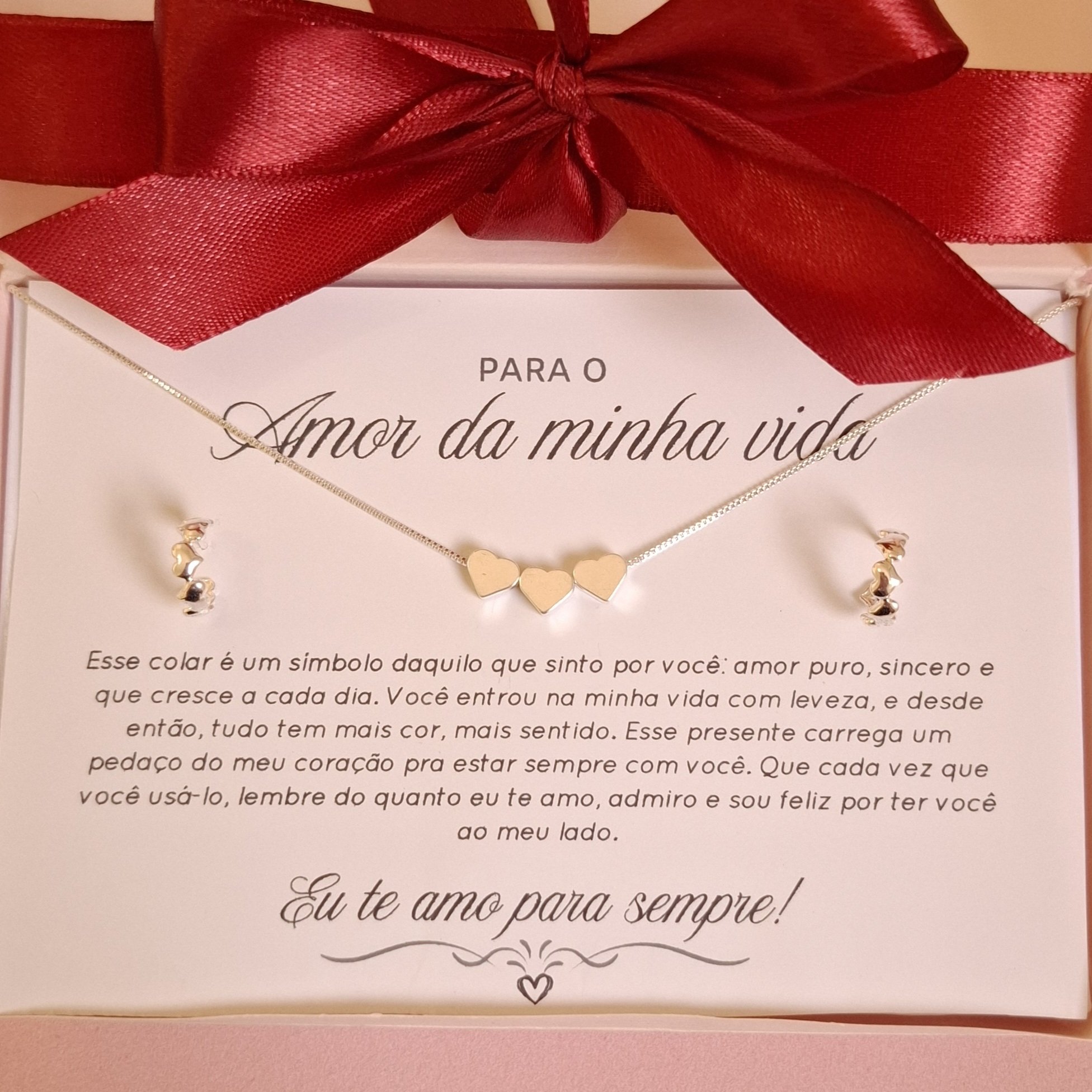 Kit Amor da minha vida banhado a prata