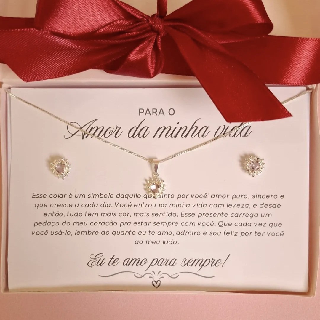 Kit Amor da minha vida banhado a prata