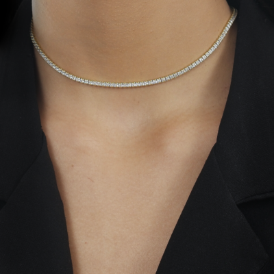 Colar Chocker Riviera Pedras Brancas Ouro - Image 2