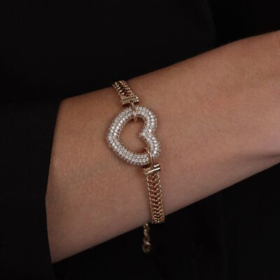 Pulseira Coração Vazado Banhado a Ouro 24k - Image 2