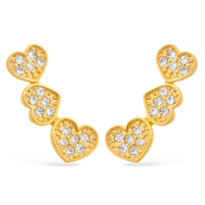 Brinco Ear Cuff de Coração Ouro