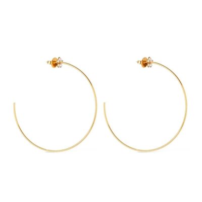 Brinco Argola Grande com Flor Ouro