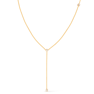Colar Gravatinha com Zircônia Banhado a Ouro 24k