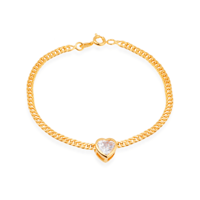 Pulseira com Pedra de Coração Ouro