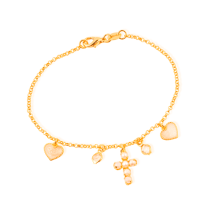 Pulseira Cruz Madrepérola Ouro