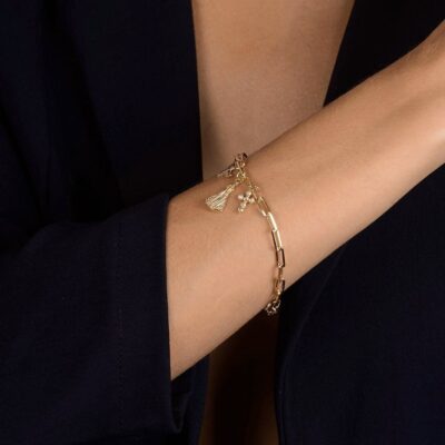 Pulseira Nossa Senhora, Espírito Santo e Cruz Ouro - Image 2