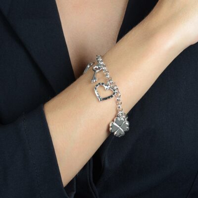 Pulseira Elo Português com Berloques Ouro Branco - Image 2