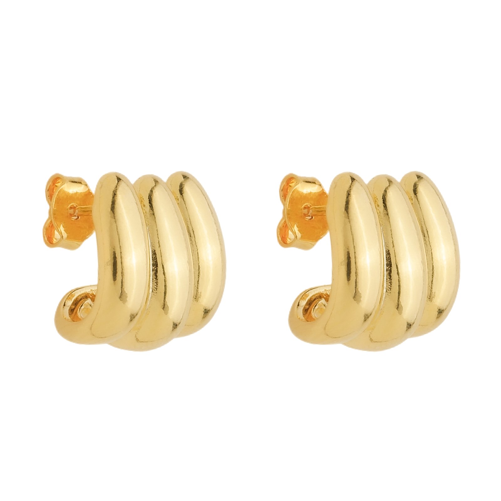 Brinco Três Argolas Ouro 24k