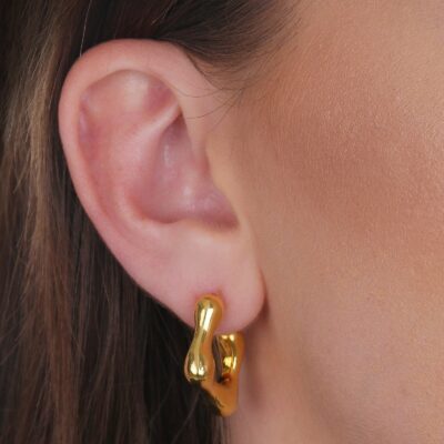 Brinco Orgânico Quadrado Ouro 24k - Imagem 2