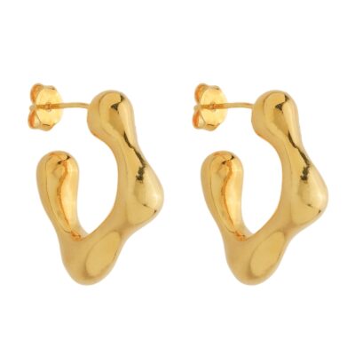 Brinco Orgânico Quadrado Ouro 24k