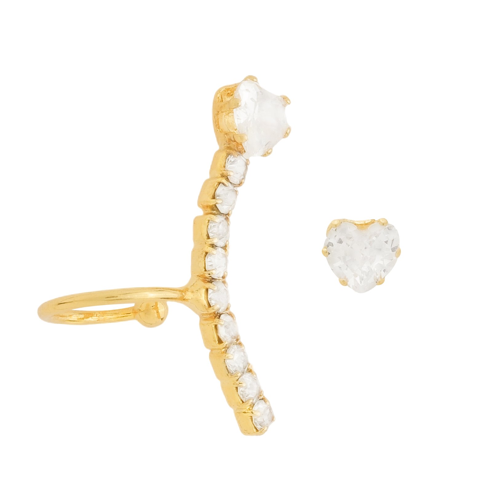 Piercing Earcuff e Brinco Ouro 24k