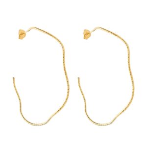 Argola Ondulada Assimétrica Ouro 24k