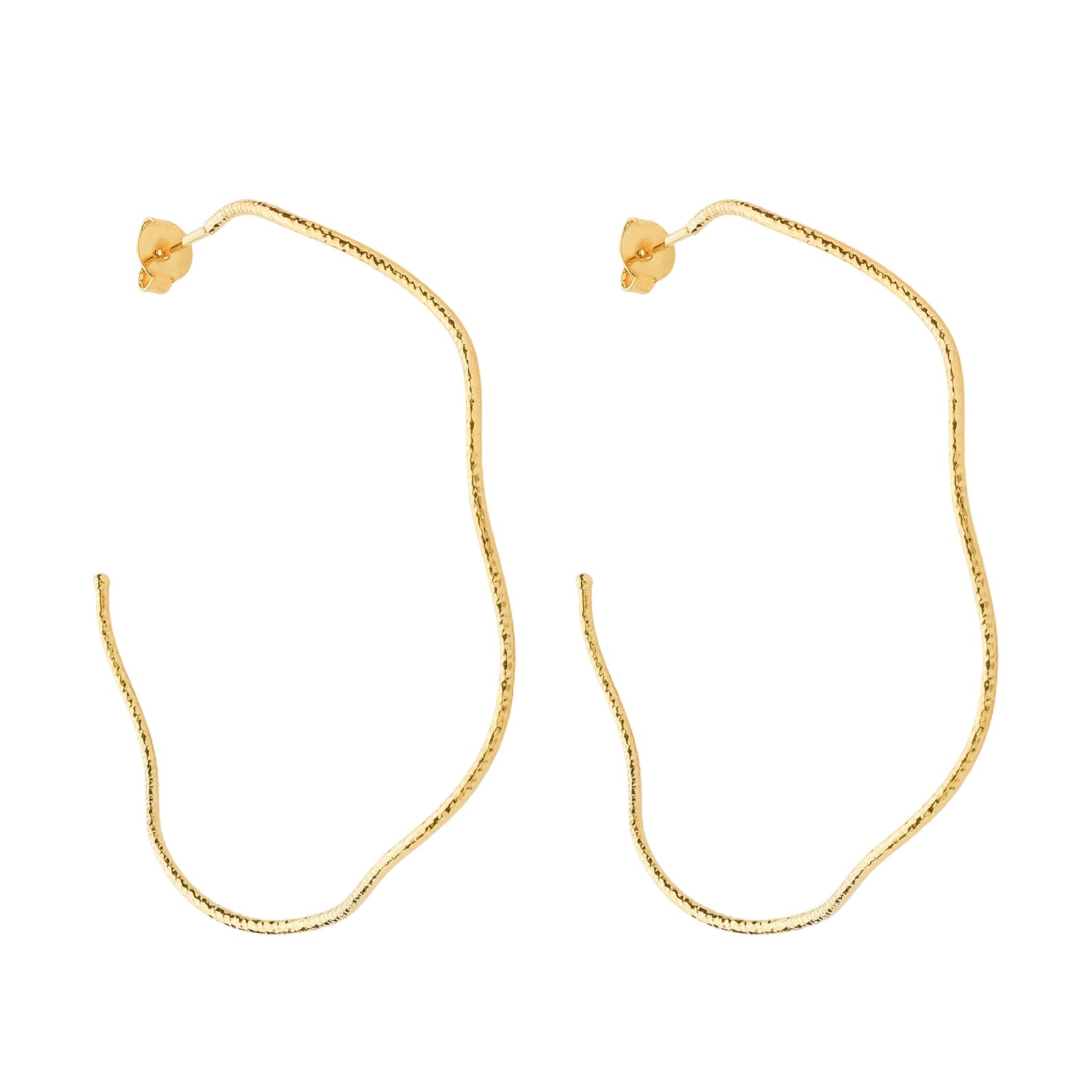 Argola Ondulada Assimétrica Ouro 24k