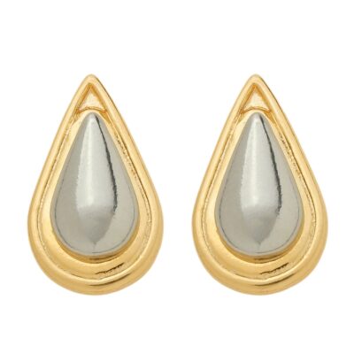 Brinco Gota Ouro 24k e Ouro Branco