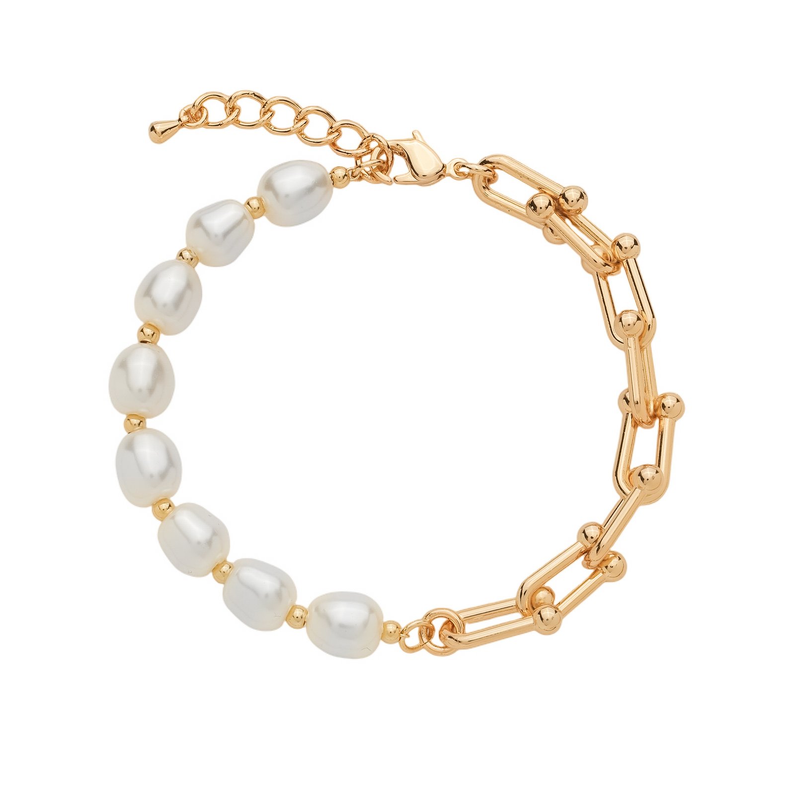 Pulseira Corrente com Pérolas Ouro 24k