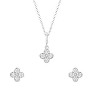 Conjunto Trevo Ouro Branco