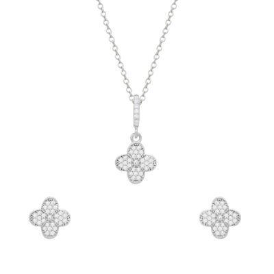 Conjunto Trevo Ouro Branco