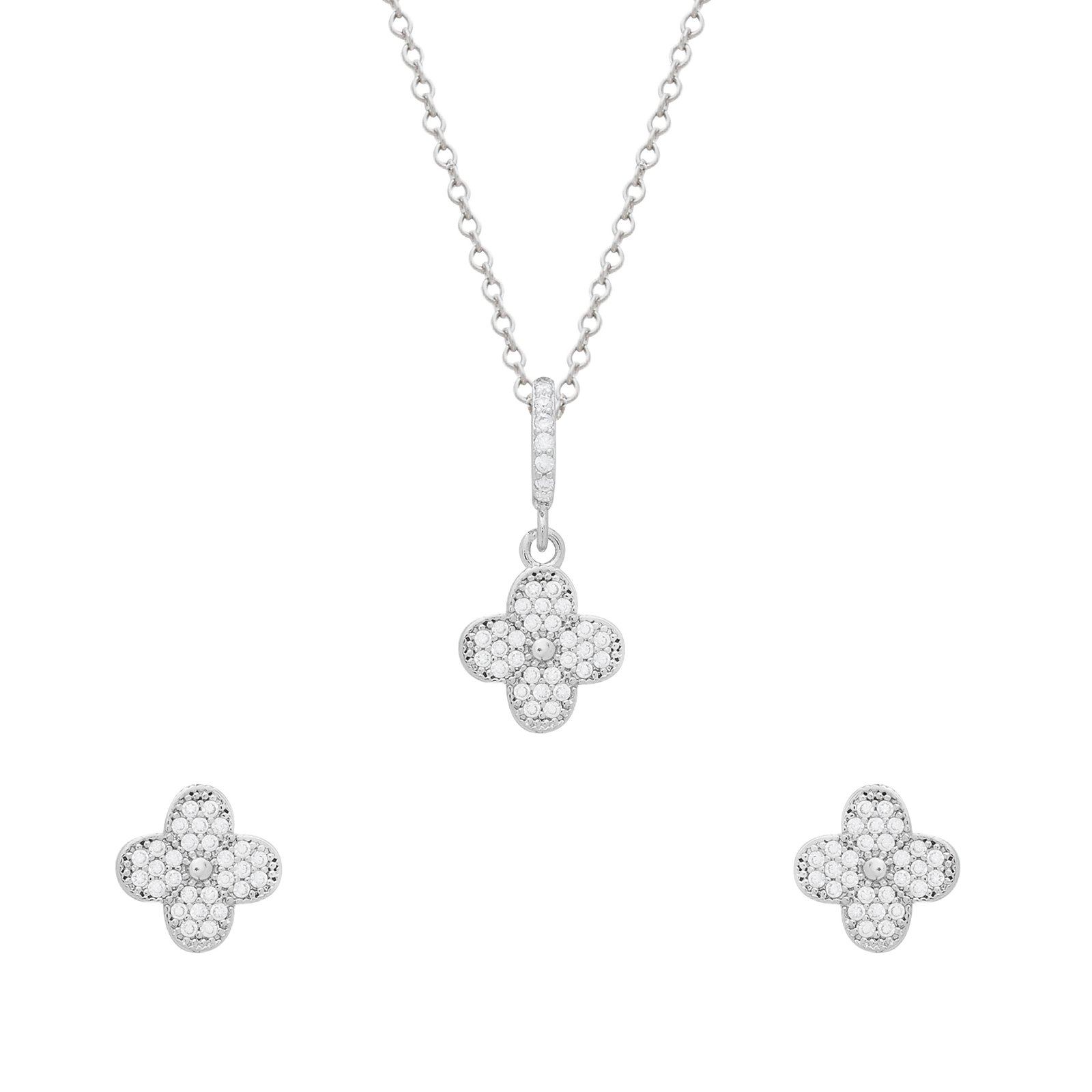 Conjunto Trevo Ouro Branco
