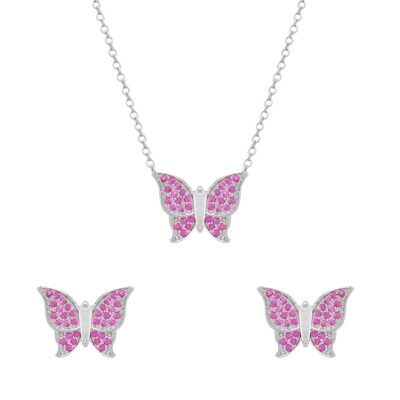 Conjunto Borboletas Rosa Ouro Branco