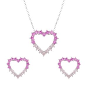 Conjunto de Coração Rosa Ouro Branco