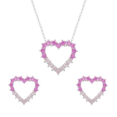 Conjunto de Coração Rosa Ouro Branco