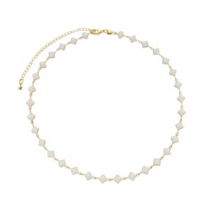 Colar Chocker Trevo Branco Ouro 24k