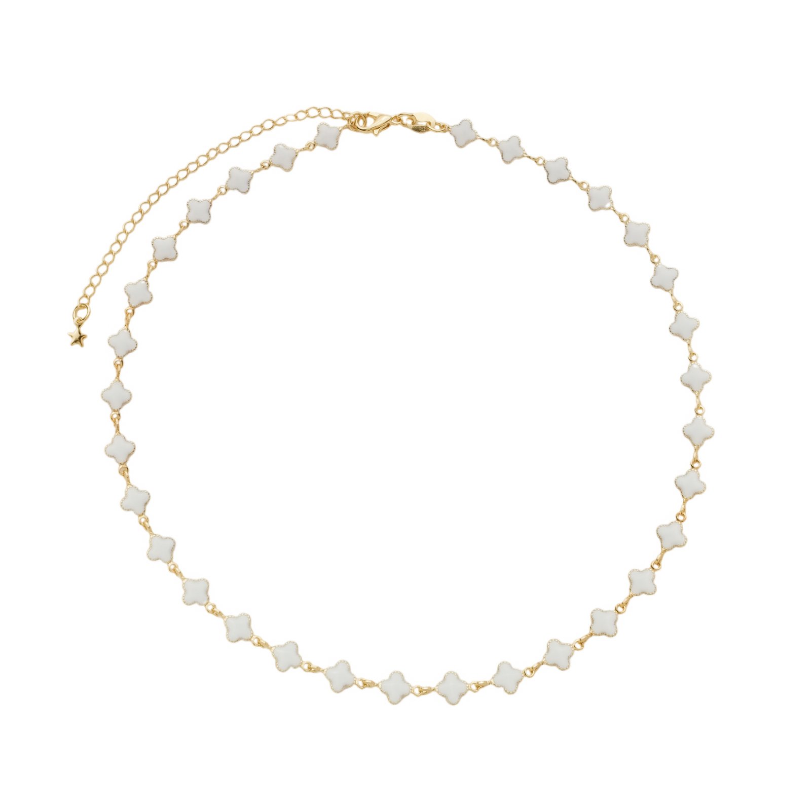 Colar Chocker Trevo Branco Ouro 24k